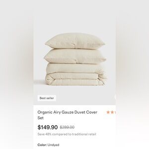 Organic Airy Gauze Duvet Cover Set - Cream